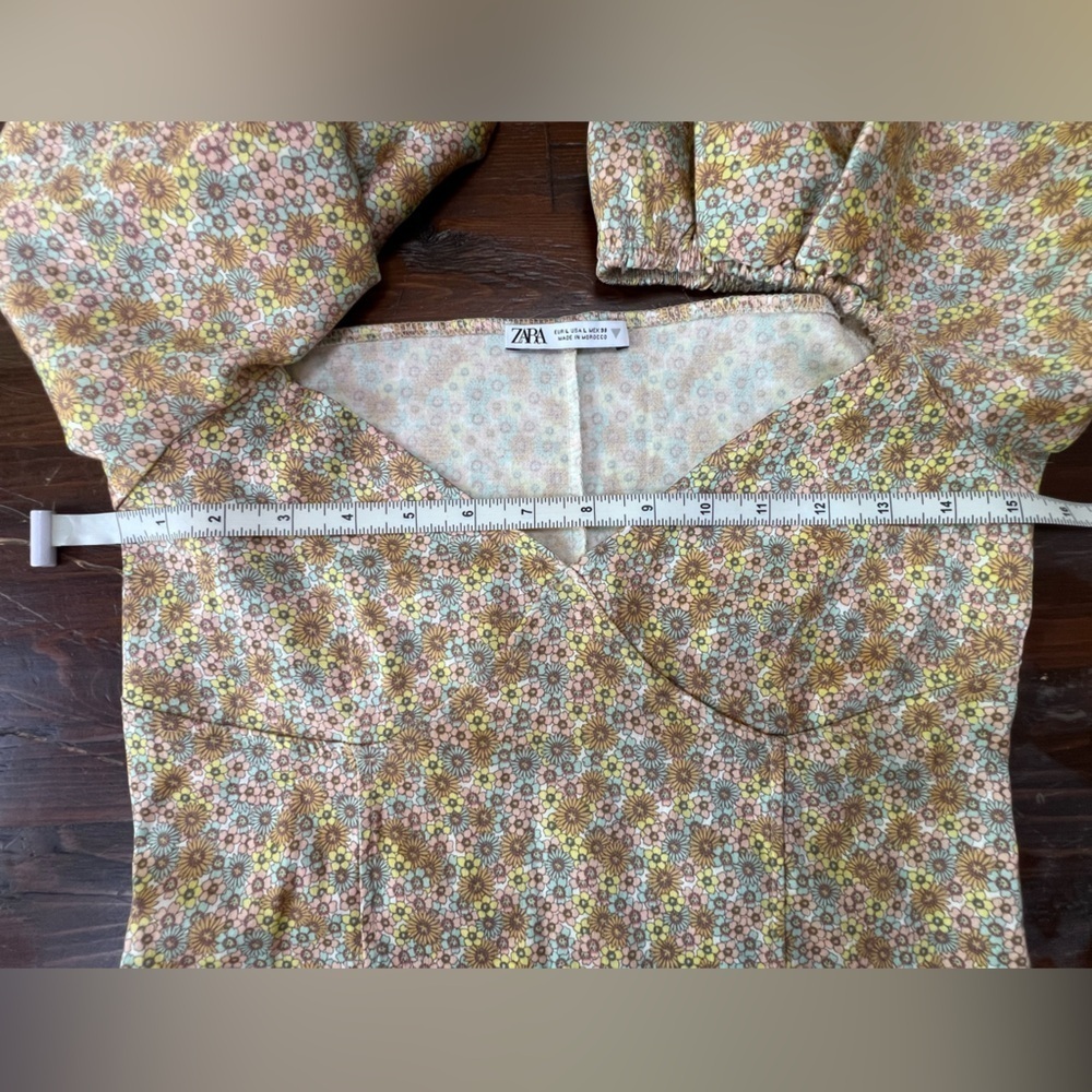 ZARA Satin Effect Floral Dress Pristine condition Size Large - Picture 9 of 11